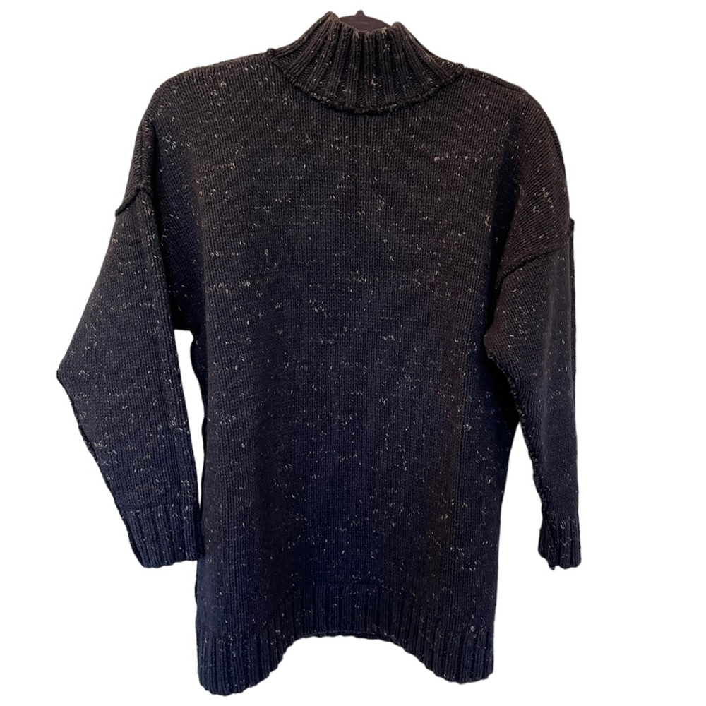 525 America Black Speckled Turtleneck LS Sweater  O/S